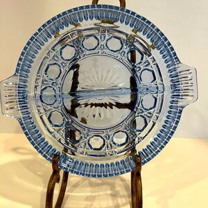 Vintage 1940’s Indiana Glass Blue Windsor Pattern Divided Relish Tray/Dish